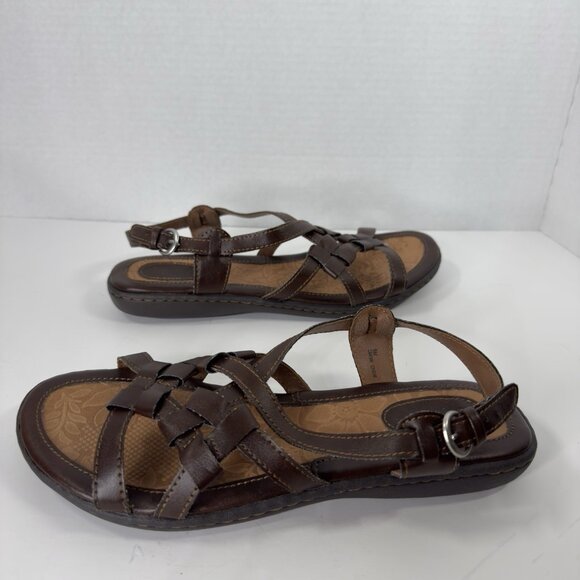BOC Born Concept Kesia Strappy Brown Vegan Leather Open Toe Slingback Sandals 9M - Picture 5 of 14